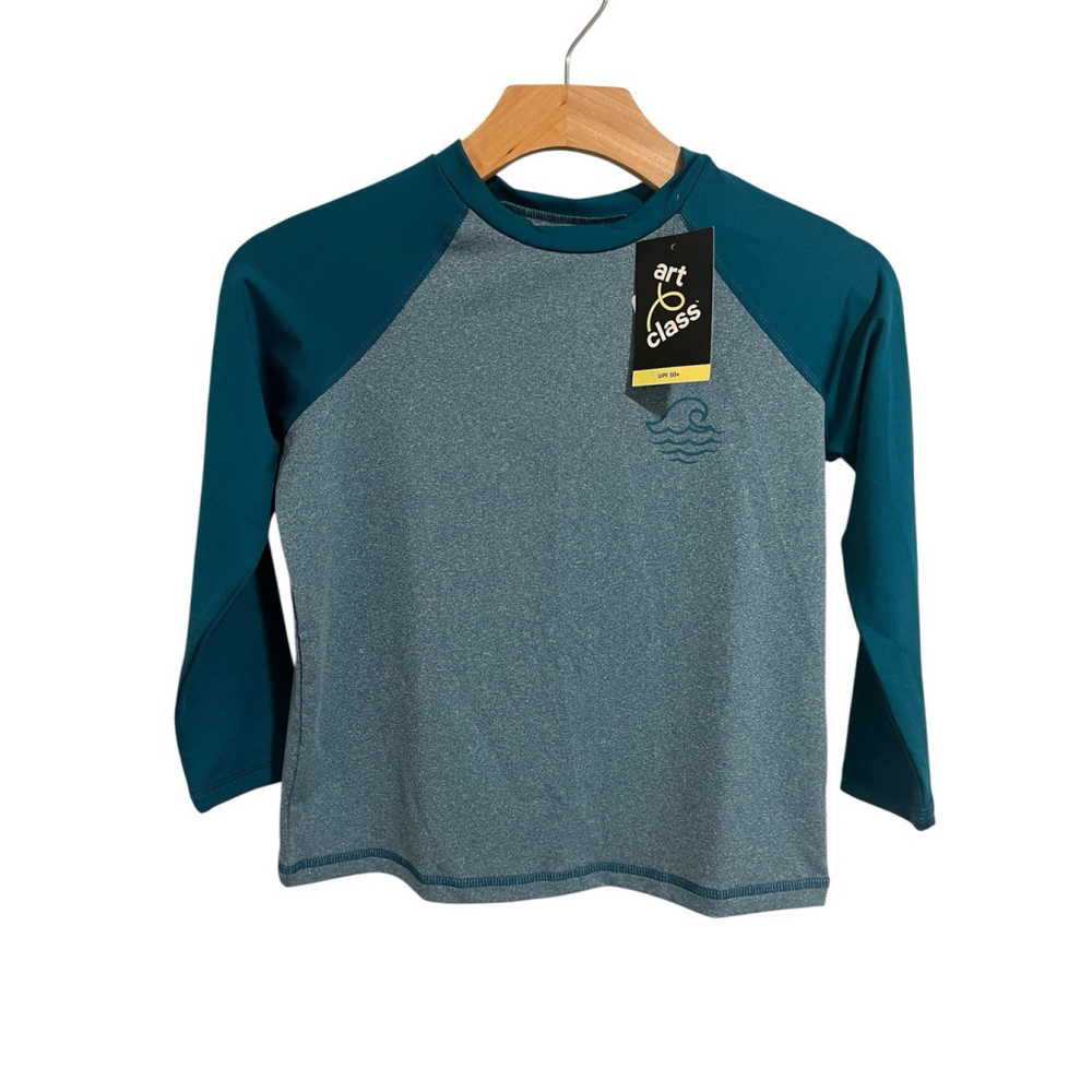 Art Class Boys Swim Shirt Teal Long Sleeve Size M 8 Plus